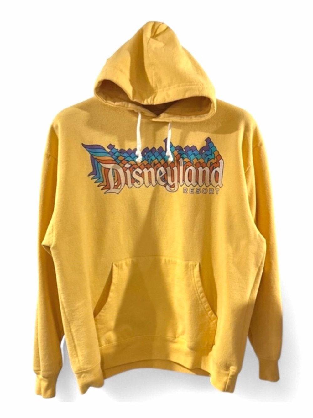 Retro Disneyland Yellow Hoodie Sweatshirt Size  Men’s Large